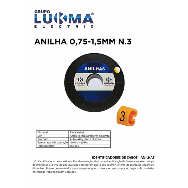 ANILHA 0,75-1,5MM N. 3 LUKMA PACOTE COM 1000