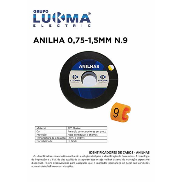 ANILHA 0,75-1,5MM N. 9 LUKMA PACOTE 1000