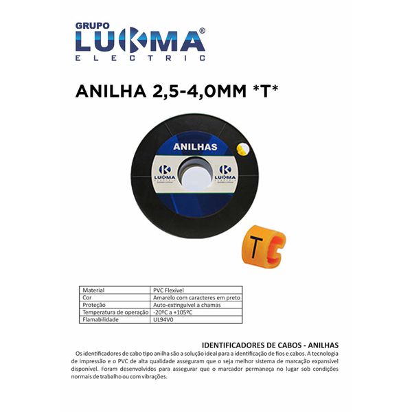 ANILHA 2,5-4,0MM *T* LUKMA PACOTE COM 1000