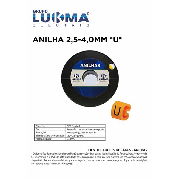 ANILHA 2,5-4,0MM *U* LUKMA PACOTE COM 1000