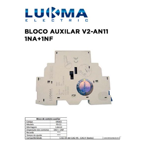 BLOCO AUXILIAR V2-AN11 (LATERAL) 1NA+1NF LUKMA
