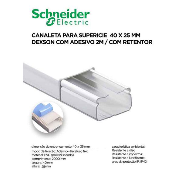 CANALETA BRANCA 40X25X2M COM DIVISÓRIA COM FITA COM RETENTOR DEXSON