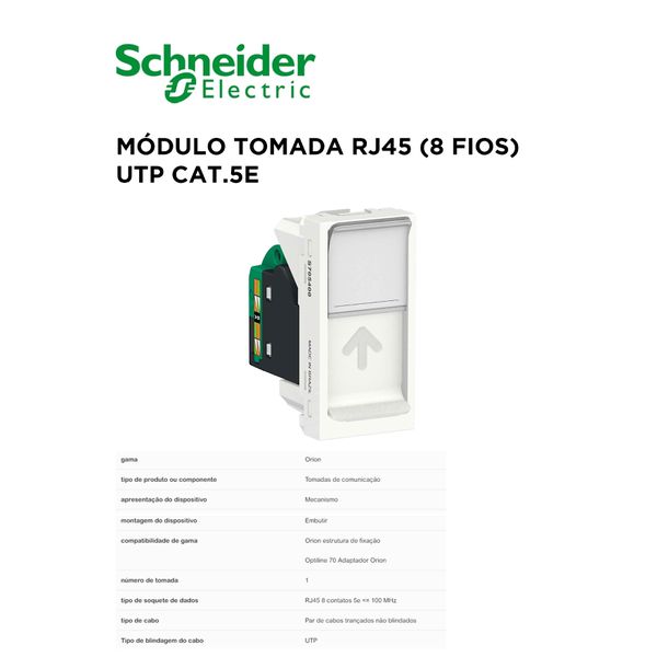 MODULO RJ45 CAT5E 8 FIOS BRANCO ORION