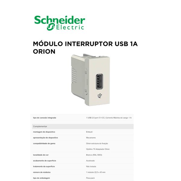 MODULO TOM USB (DADOS) 1M BCO ORION