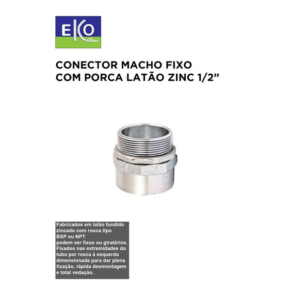 CONECTOR MACHO FIXO COM RCA LATAO ZINCO 1/2 (KMZL-012)