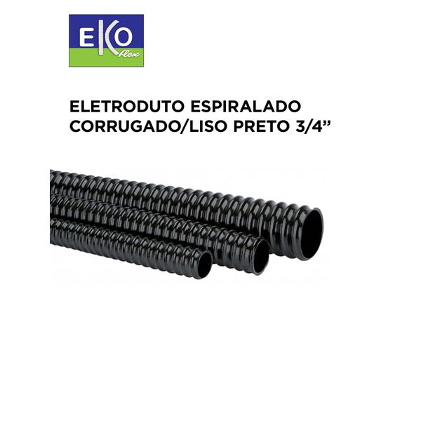 ELETRODUTO ESPIRALADO CORRUGADO/LISO PRETO 3/4X25M