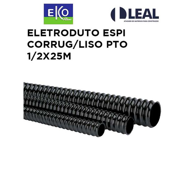 ELETRODUTO ESPIRALADO CORRUGADO/LISO PRETO 1/2X25M