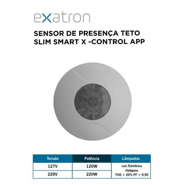 SENSOR DE PRESENÇA TETO SMART XCONTROL APP EXATRON