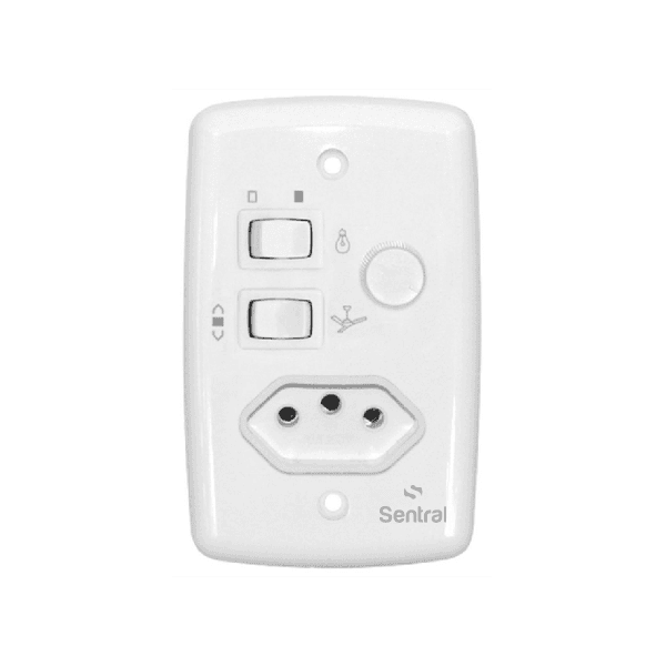 CONTROLE VENTILADOR DE TETO ROTATIVO BIVOLT COM TOMADA