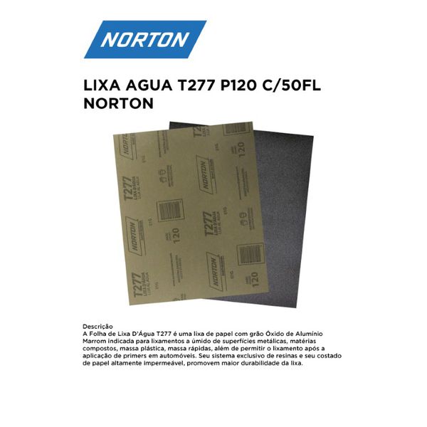 LIXA D'ÁGUA T277 P120 COM 50 FOLHAS NORTON