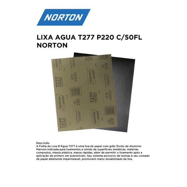LIXA D'ÁGUA T277 P220 COM 50 FOLHAS NORTON