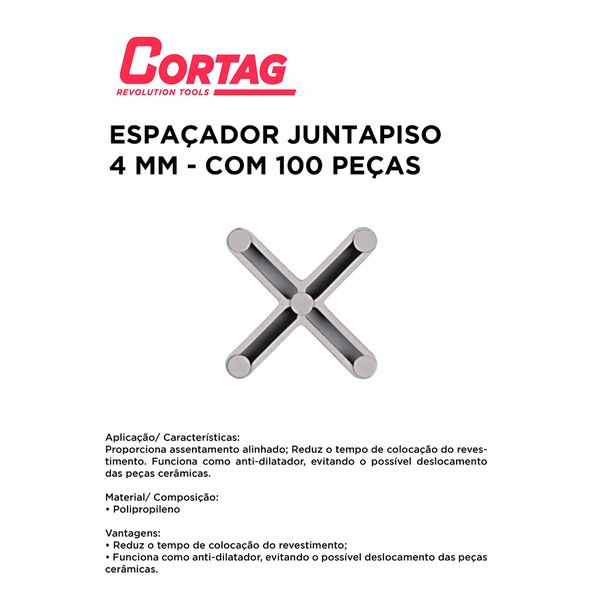 ESPAÇADOR JUNTAPISO 4 MM C/100 CORTAG