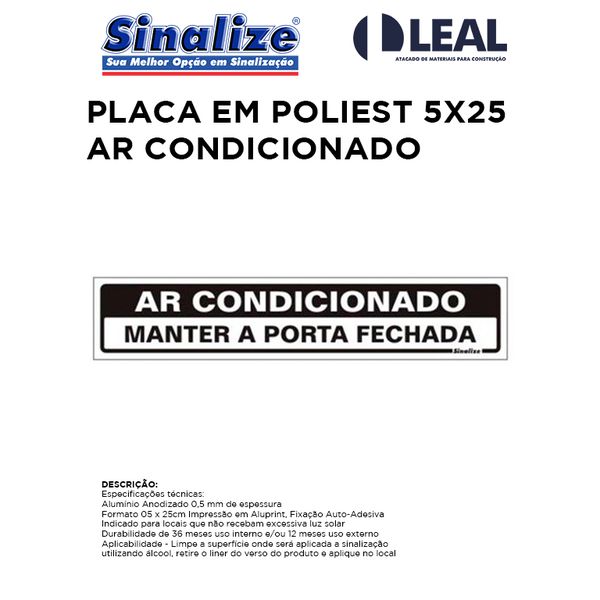 PLACA EM POLIESTILENO 5X25 AR CONDICIONADO