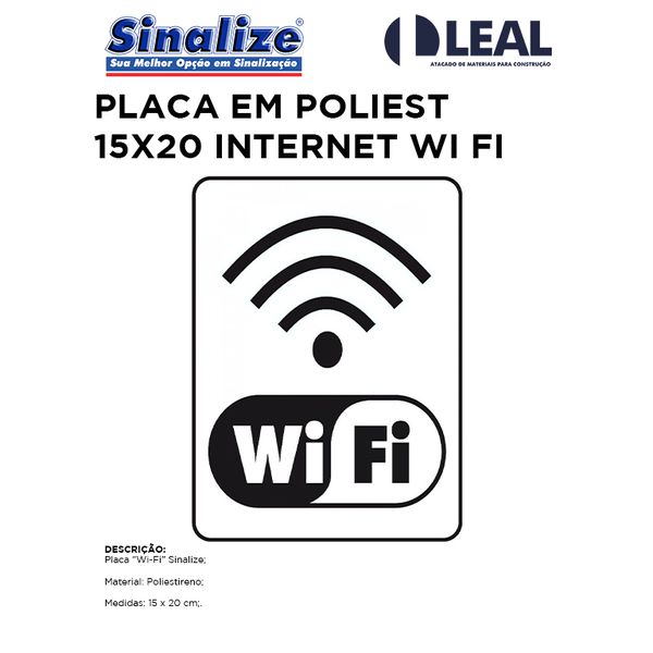 PLACA EM POLIESTIRENO 15X20 INTERNET WI FI