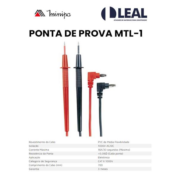 PONTA DE PROVA MTL-1 MINIPA