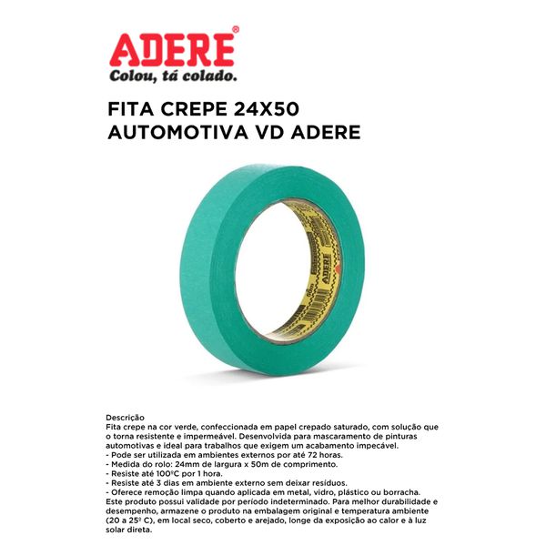 FITA CREPE 24X50 525 AUTOMOTIVA VERDE ADERE