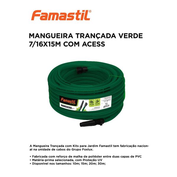 MANGUEIRA TRANÇADA VD 15M C/ ACESS FAMASTIL