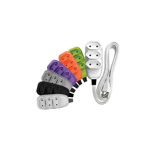 Extensão Compacta 2P+T com Cabo PP Chato 10A 250V 10m CINZA ILUMI