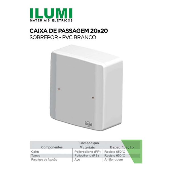 Caixa de Passagem Sobrepor 20x20 ILUMI