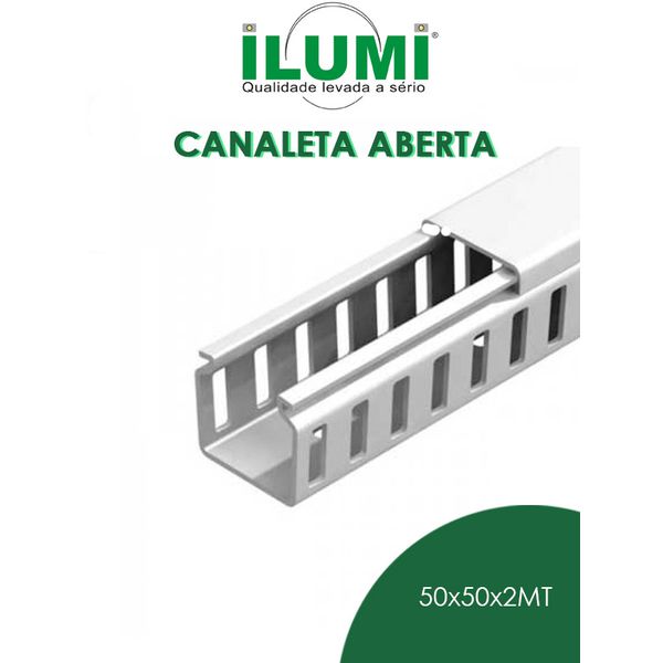 Canaleta sem Adesivo para Painel 50x50mm Ranhurada PVC Cinza 2 Metros
