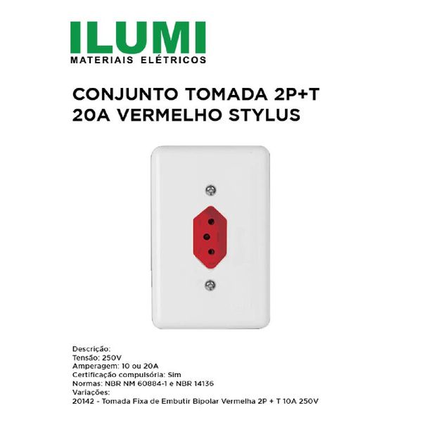 CONJUNTO TOMADA 2P+T 20A VM STYLUS - ILUMI