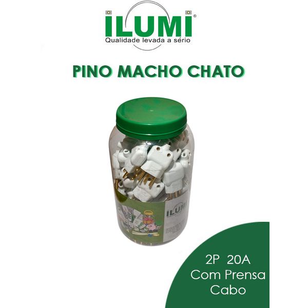 PINO MACHO CHATO COM PRENSA CABO 2P 20A BRANCO POTE COM 60 PEÇAS ILUMI