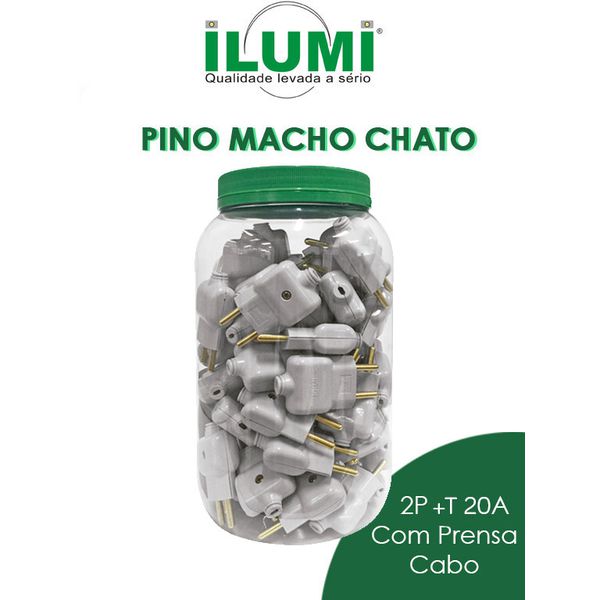 PINO MACHO CHATO COM PRENSA CABO 2P+T 20A BRANCO POTE COM 60 PEÇAS ILUMI
