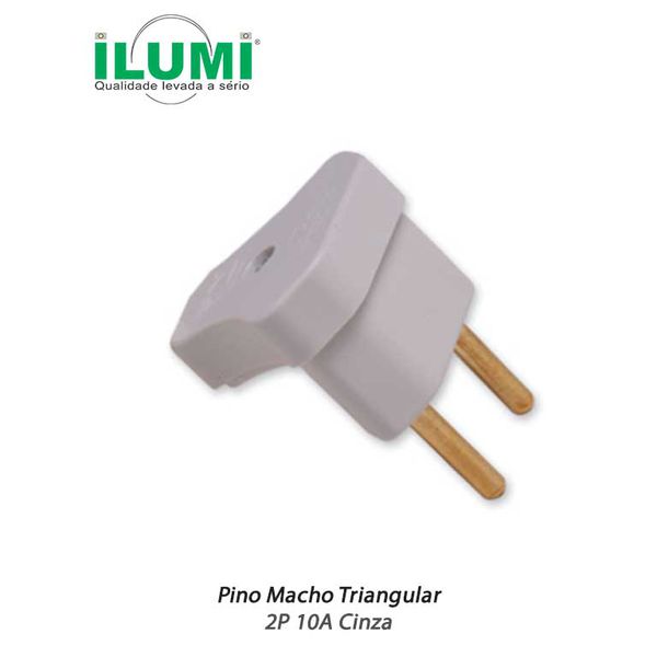 PINO MACHO TRIANGULAR 2P 10A CINZA ILUMI