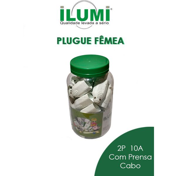 PLUGUE FÊMEA 2P 10A BRANCO POTE COM 60 PEÇAS ILUMI