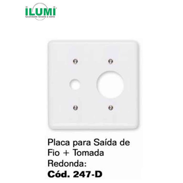 PLACA 4X4 TOMADA REDONDA + SAÍDA DE FIO STYLUS