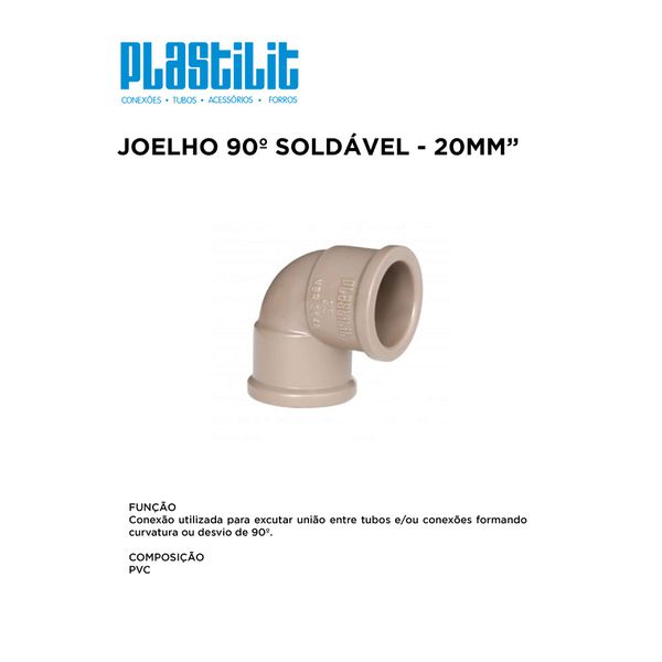 Joelho 90º Soldável 20MM PLASTILIT