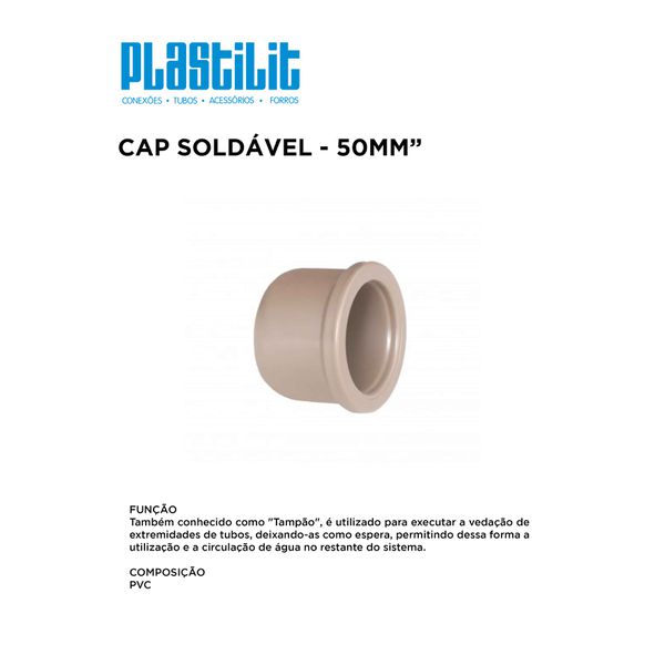 Cap Soldável 50MM PLASTILIT