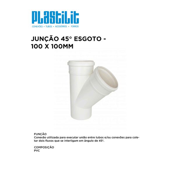 JUNÇÃO 45º SIMPLES ESG 100X100 PLASTILIT