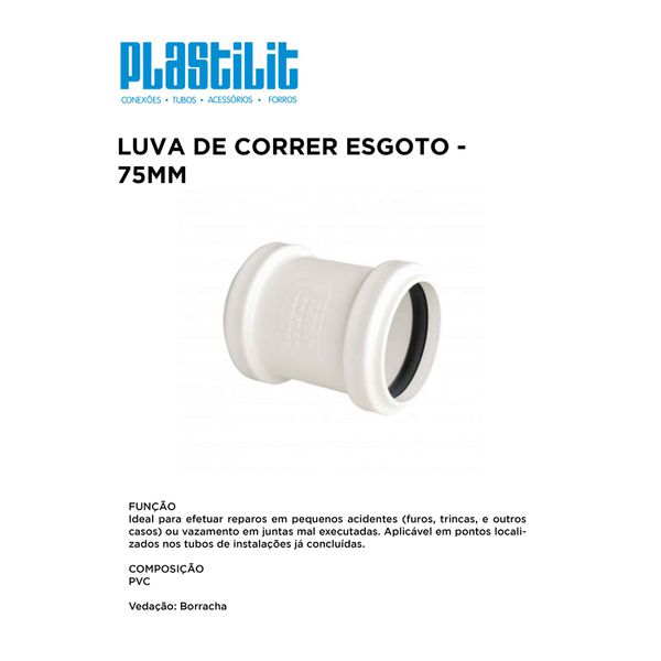 LUVA DE CORRER ESGOTO 75 PLASTILIT