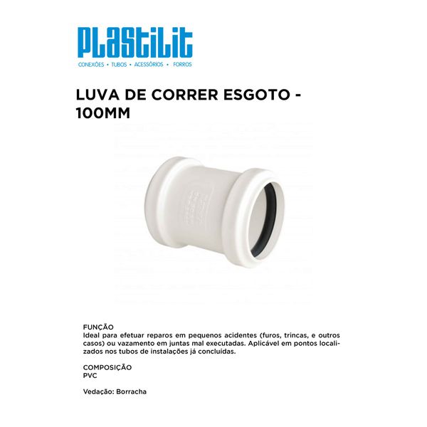 LUVA DE CORRER ESGOTO 100 PLASTILIT