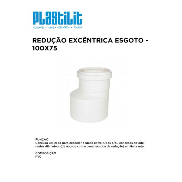 REDUÇÃO EXCÊNTRICA ESG 100X75 PLASTILIT