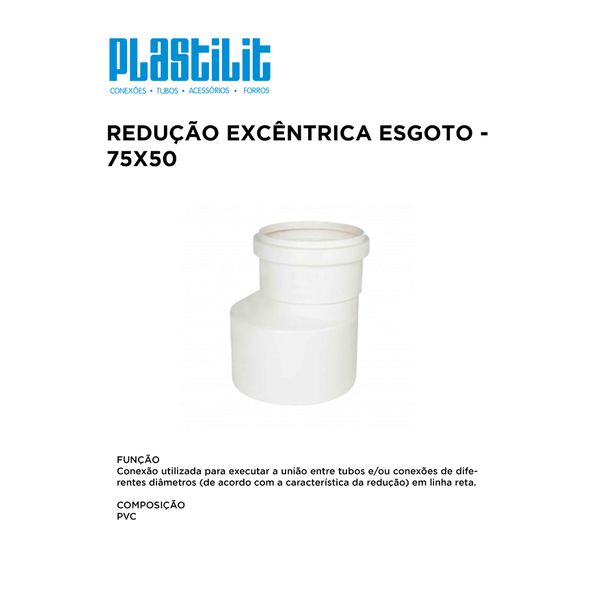 REDUÇÃO EXCÊNTRICA ESG 75X50 PLASTILIT