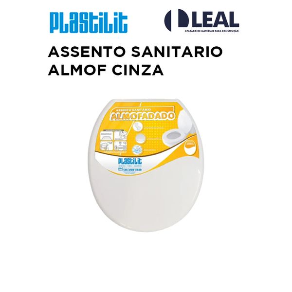 ASSENTO SANITARIO ALMOFADADO CINZA - PLASTILIT