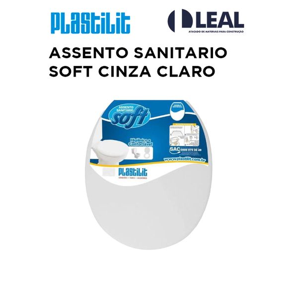 Assento Sanitário Soft Close CINZA CLARO PLASTILIT