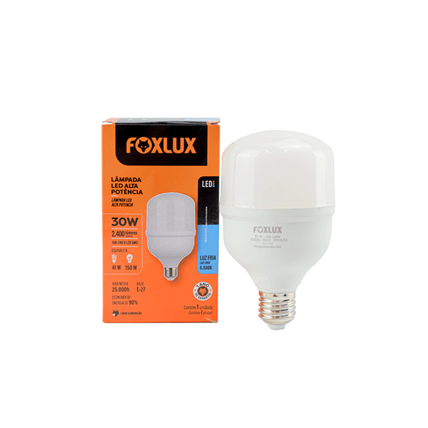 LÂMPADA LED ALTA POTÊNCIA BIVOLT 30W 6.500K - E-27 FOXLUX