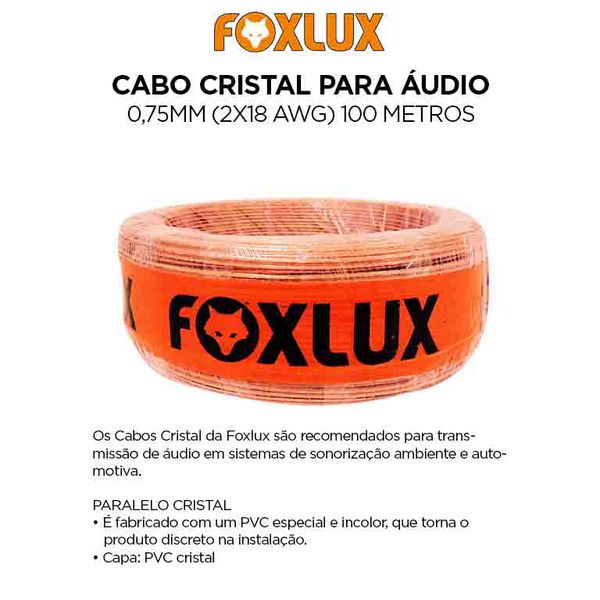 CABO DE SOM CRISTAL 2X0.75 FOXLUX