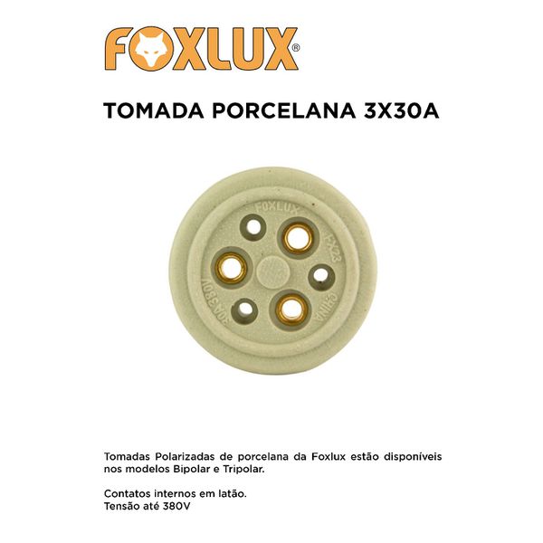 Tomada Externa Polarizada, Porcelana, 20A/0-380V 2 pólos