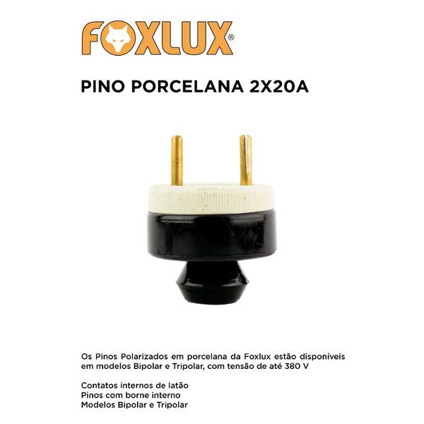 PINO EXTERNO PORCELANA 2X20A FOXLUX