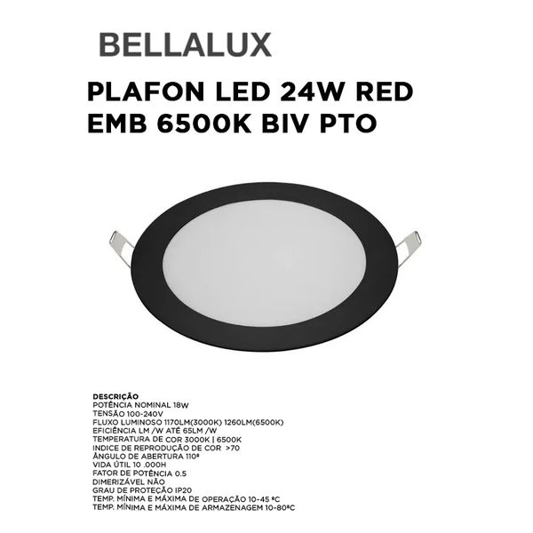 PLAFON LED 24W RED EMB 6500K BIV PTO BELLALUX