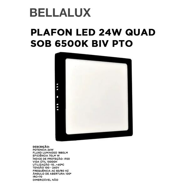 PLAFON LED 24W QUAD SOB 6500K BIV PTO BELLALUX