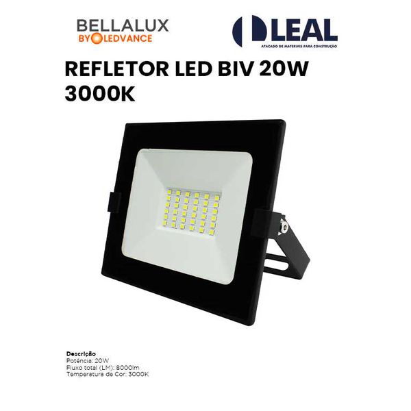 REFLETOR LED BIV 20W 3000K BELLALUX