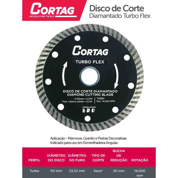 DISCO DIAMANTADO TURBO PROFISSIONAL 110 MM