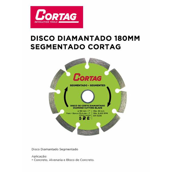 DISCO DIAMANTADO SEGMENTADO 180 MM CORTAG