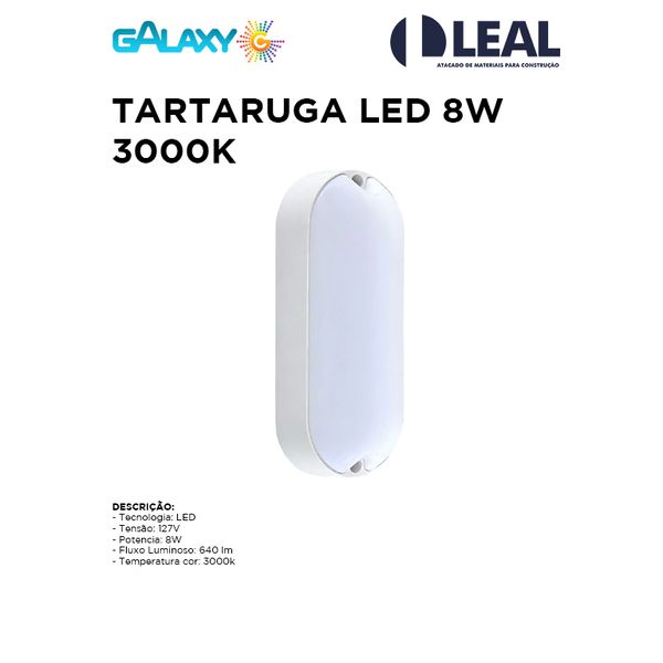 Luminária Tartaruga LED 8W 3000K GALAXY