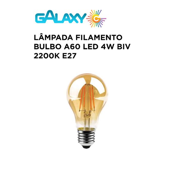 LAMPADA BULBO A60 FILAMENTO LED 4W BIV 2200K E27 GALAXY